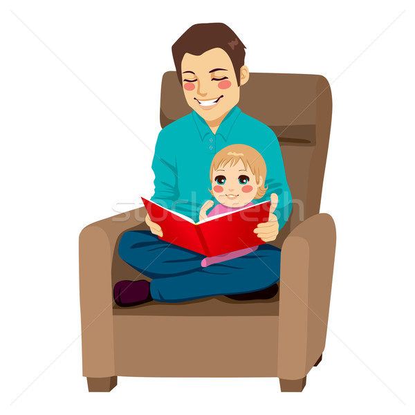 ストックフォト: お父さん · 娘 · 読む · 物語 · 教育
