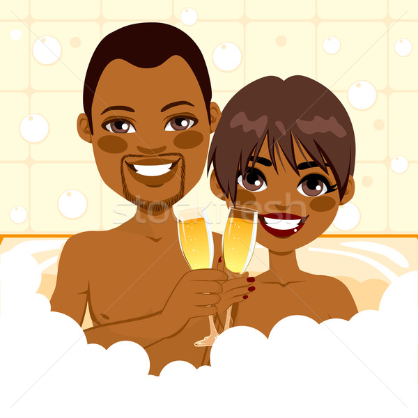 African American Couple Relaxing Bath Stock photo © Kakigori