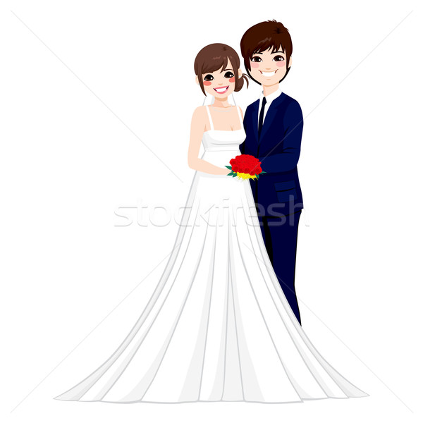 Asian Wedding Couple Posing Stock photo © Kakigori
