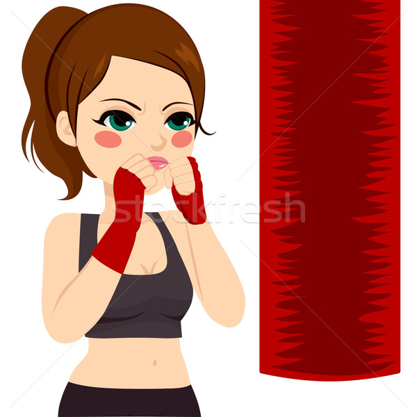 Kickboks kadın spor odaklı kırmızı çanta Stok fotoğraf © Kakigori