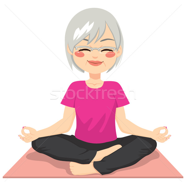 медитации старший йога красивой взрослый женщину Сток-фото © Kakigori