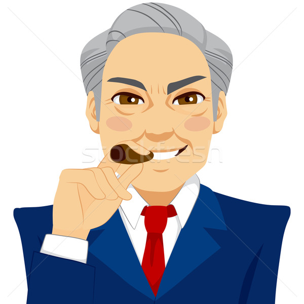 Сток-фото: высокомерный · бизнесмен · курение · сигару · старший · счастливым