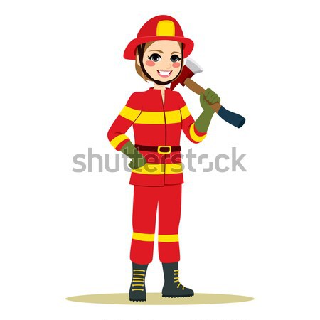 Female Firefighter Holding Axe Stock photo © Kakigori