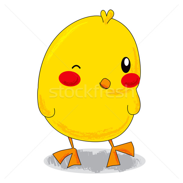 Aranyos kicsi csirke citromsárga rajz kacsintás Stock fotó © Kakigori