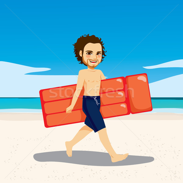 человека надувной пляж молодые счастливым привлекательный Сток-фото © Kakigori