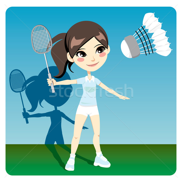 Badminton joueur jeunes brunette femme jouer [[stock_photo]] © Kakigori