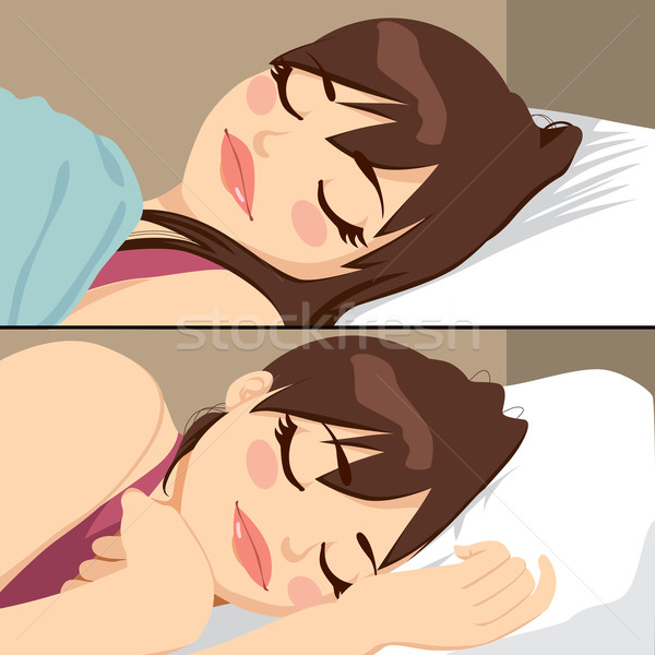 [[stock_photo]]: Belle · femme · dormir · belle · brunette · femme · deux