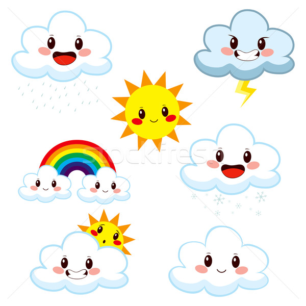 Cute météorologiques ensemble cartoon Photo stock © Kakigori