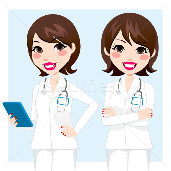 [[stock_photo]]: Professionnels · médecin · femme · illustration · joli