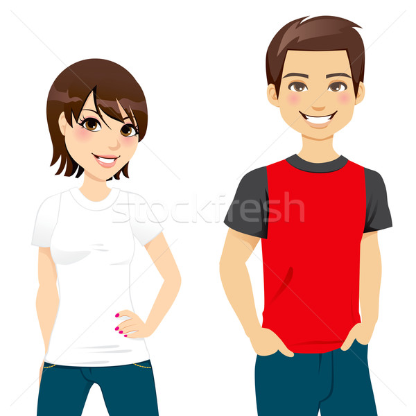 Verão tshirt casal ver adolescente Foto stock © Kakigori