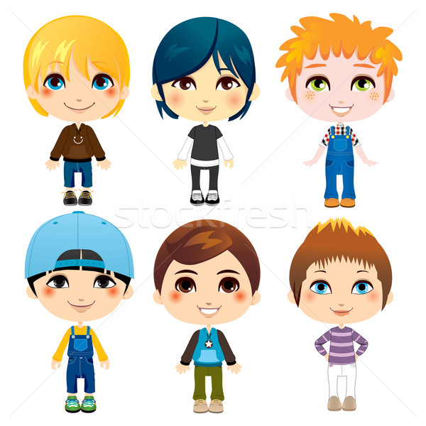 Zes weinig jongens cute etnische Stockfoto © Kakigori