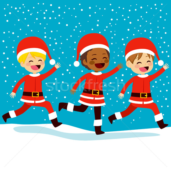 Stockfoto: Christmas · kinderen · lopen · cute · weinig