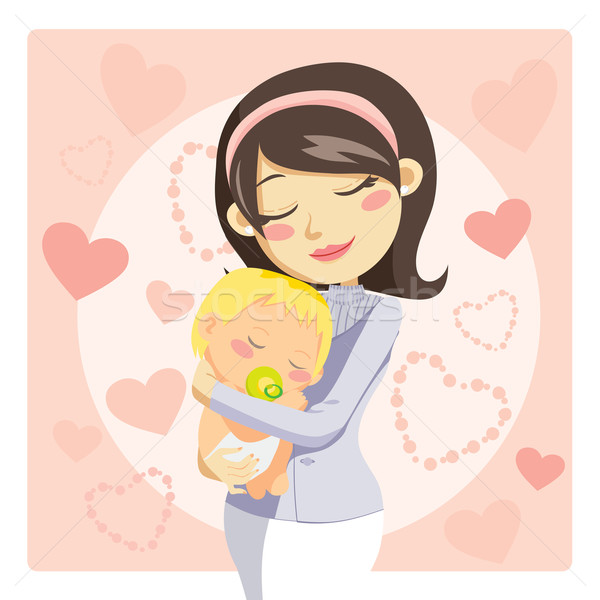 Gondoskodó anya fiatal ölel baba törődés Stock fotó © Kakigori