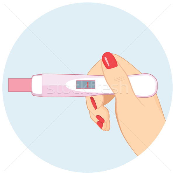 Foto stock: Negativo · teste · de · gravidez · ilustração · mão