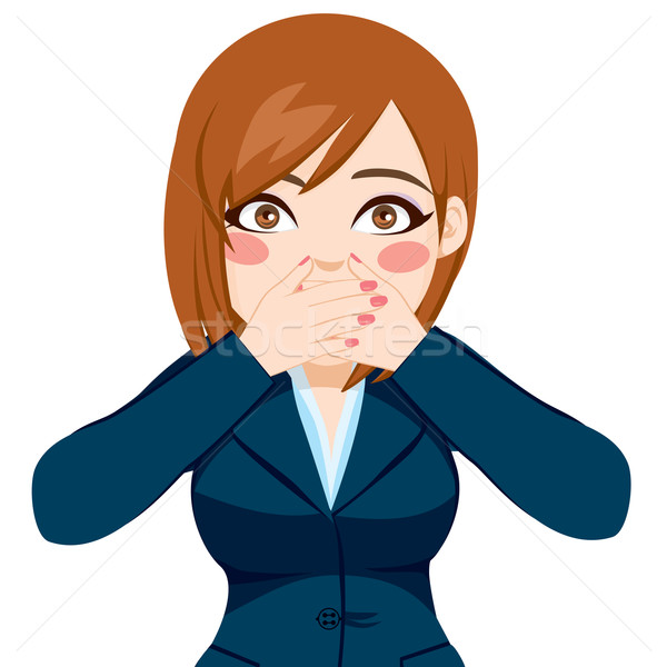 Woman Covering Mouth With Hands Stock photo © Kakigori