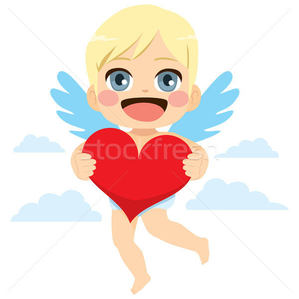 Inimă tineri drăguţ înger Imagine de stoc © Kakigori