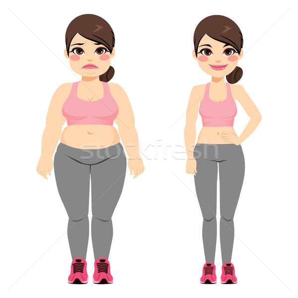 Foto stock: Gordura · esbelto · mulher · fitness · esportes · exercer