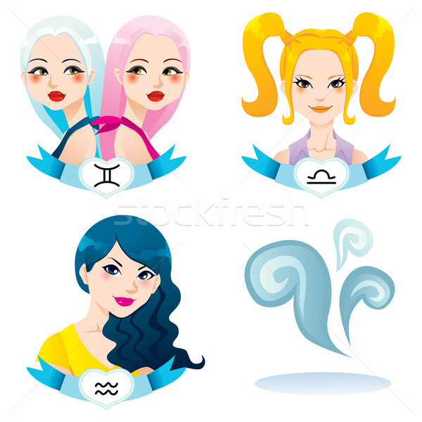 Ar zodíaco mulheres desenho animado ilustração assinar Foto stock © Kakigori