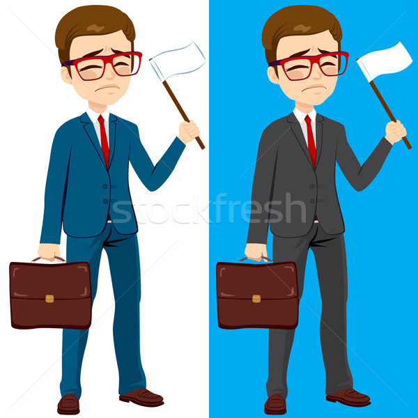 Biznesmen biały banderą młodych dwa Zdjęcia stock © Kakigori