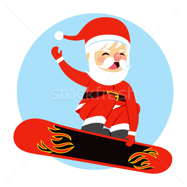 Christmas Święty mikołaj snowboardzie ilustracja szczęśliwy cute Zdjęcia stock © Kakigori