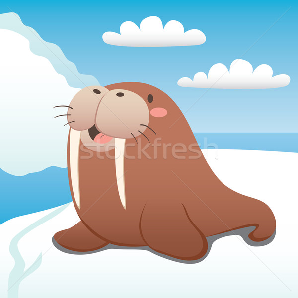 счастливым морж Cute айсберг Сток-фото © Kakigori