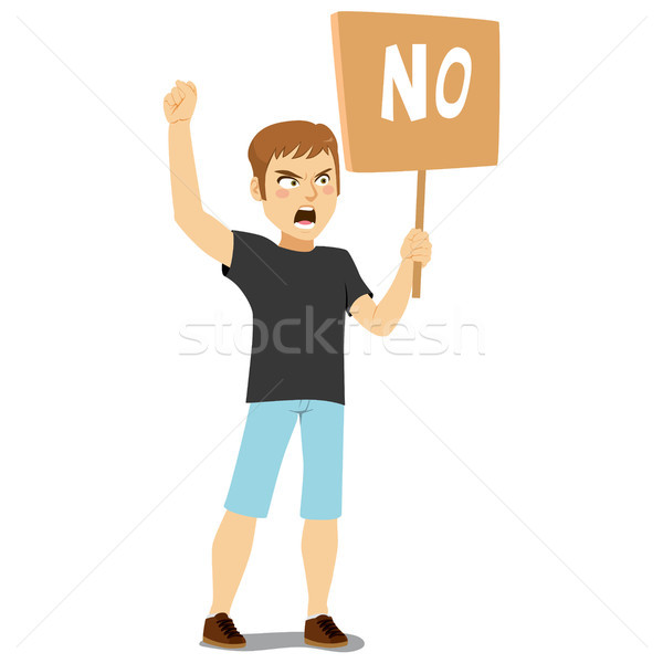 Stockfoto: Boos · man · protest · jonge · man · arm · omhoog