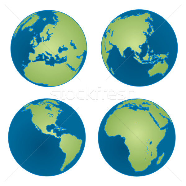 [[stock_photo]]: Quatre · terre · illustration · globes · différent