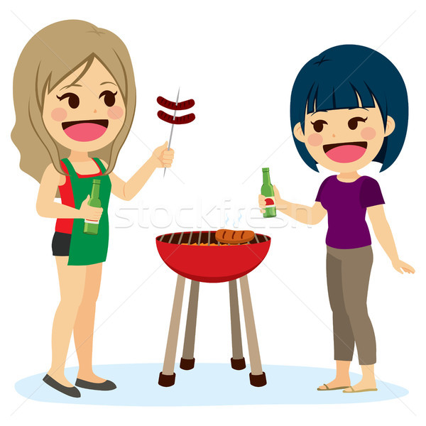 Stock photo: Girl Friends Barbecue