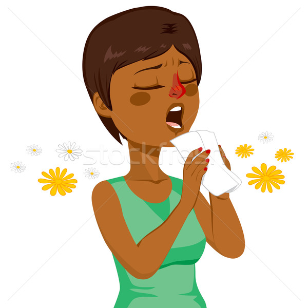 女性 くしゃみ 小さな アフリカ系アメリカ人 春 アレルギー ストックフォト © Kakigori
