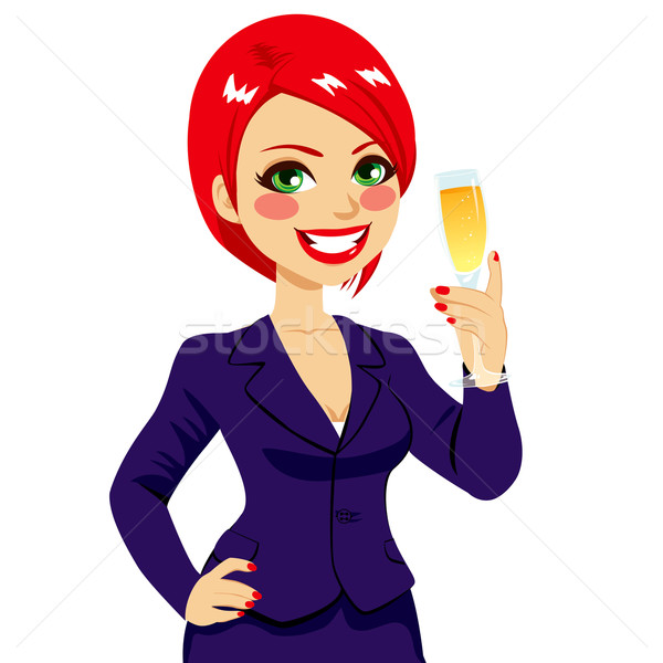 Successful Red Haired Businesswoman Toasting Stock photo © Kakigori