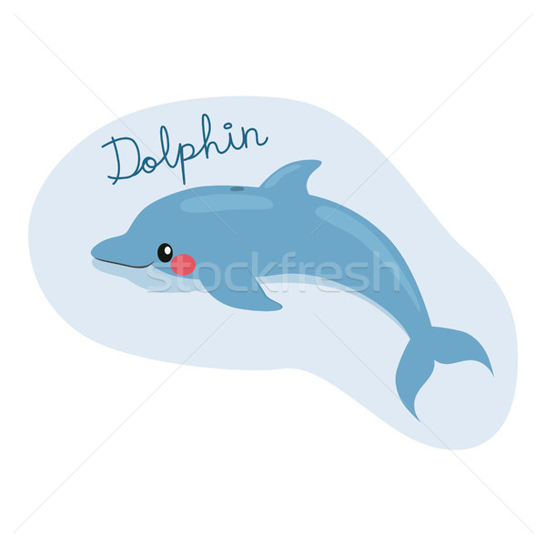Stock fotó: Aranyos · delfin · úszik · illusztráció · vízalatti · szöveg
