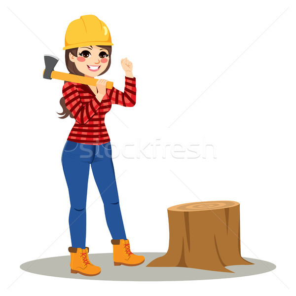 Femeie taietor de lemne în picioare Imagine de stoc © Kakigori