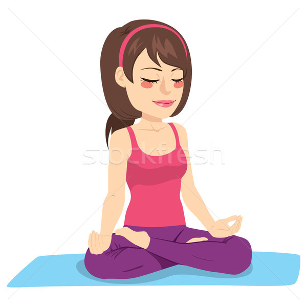 Foto stock: Mulher · meditação · ioga · lótus · posição