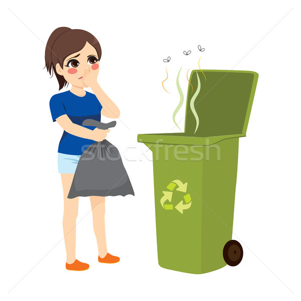 Girl Throwing Stinky Trash Stock photo © Kakigori