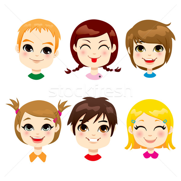 Gyerekek arckifejezés gyűjtemény hat különböző arc Stock fotó © Kakigori