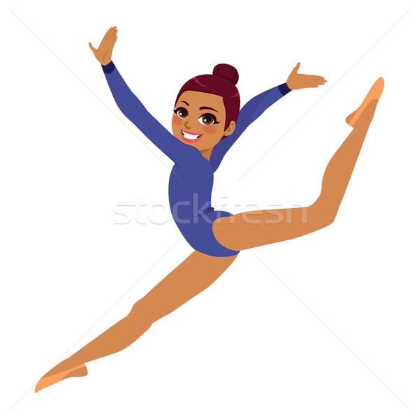 Gimnastică acrobat femeie frumos tineri african american Imagine de stoc © Kakigori