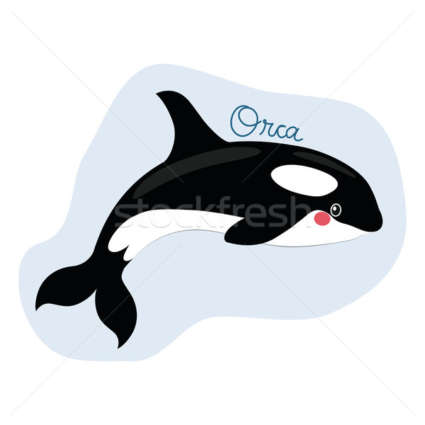 Grappig moordenaar walvis zoete illustratie tekst Stockfoto © Kakigori