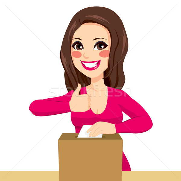 Brunette Woman Happy Voting Stock photo © Kakigori