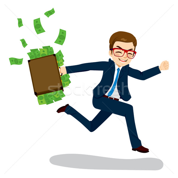 Businessman Running with Money Stock photo © Kakigori