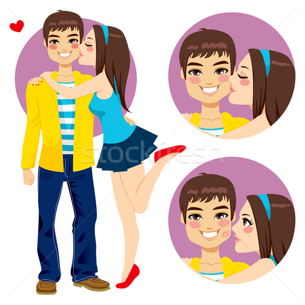 Couple jeunes amoureux baiser cute petite amie [[stock_photo]] © Kakigori