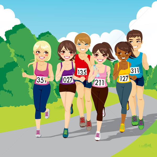Maraton uruchomiony konkurencja grupy mężczyzna kobiet Zdjęcia stock © Kakigori