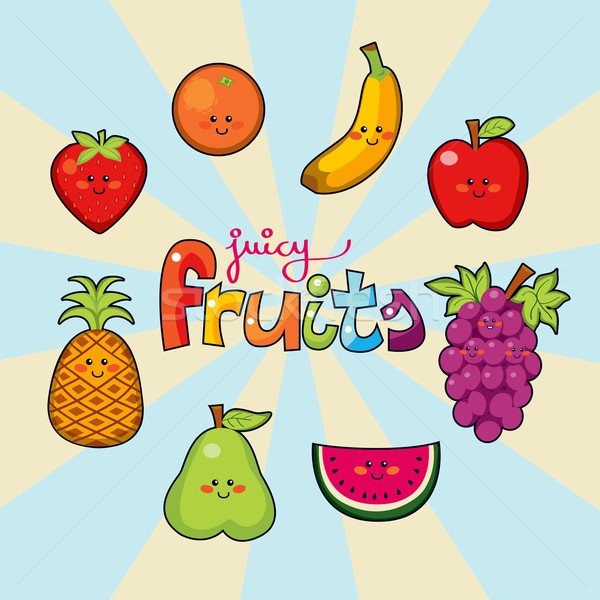 Felice succosa frutti divertente faccia felice cartoon Foto d'archivio © Kakigori