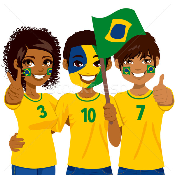 商业照片: 足球 · 球迷 · 年轻 · 欢呼 · 巴西 · 足球