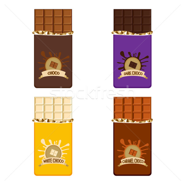 Csokoládé szelet gyűjtemény szett négy különböző terv Stock fotó © Kakigori
