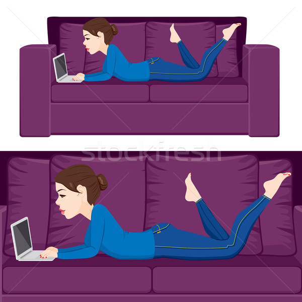 Woman Sofa Laptop Stock photo © Kakigori