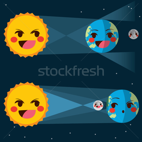 太陽能 日食 信息圖表 顏色 風格 插圖 商業照片 © Kakigori