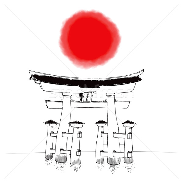 Japanese shinto cancello illustrazione rosso Foto d'archivio © Kakigori