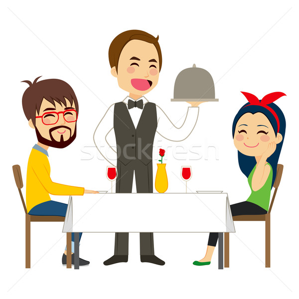Garçom restaurante feliz casual casal Foto stock © Kakigori