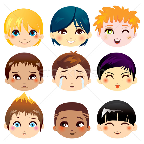 Coleção conjunto nove expressões faciais pequeno Foto stock © Kakigori