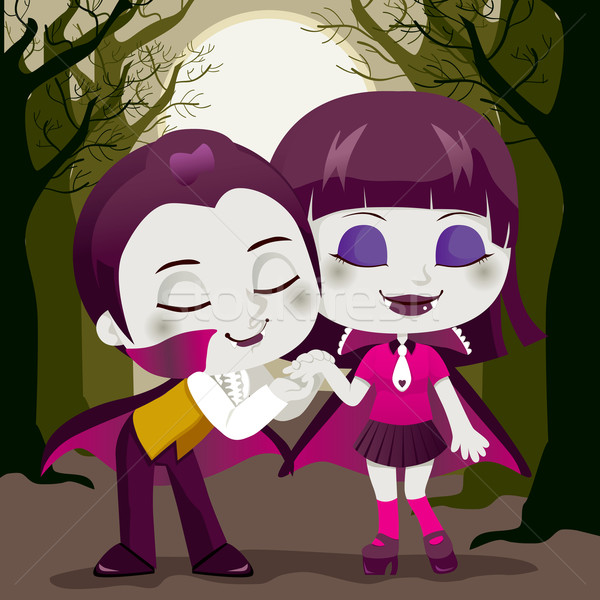Vampire couple peu dracula baiser petite amie Photo stock © Kakigori
